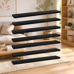 Functional Black Bookshelf Boards for Versatile Storage