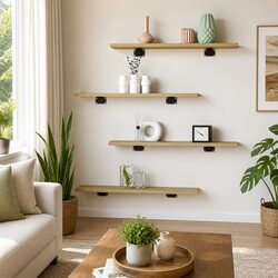 Versatile Brown Engineered Wood Bookshelf Boards - Set of 8