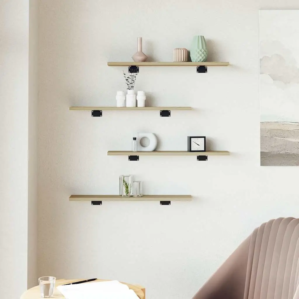 Bookshelf Boards 8 pcs Brown Engineered Wood Shelving Panel Storage Solution