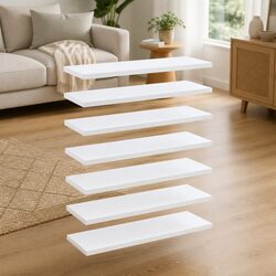 Practical White Bookshelf Boards Set of 8 for Home Use 60x20x1.5 cm