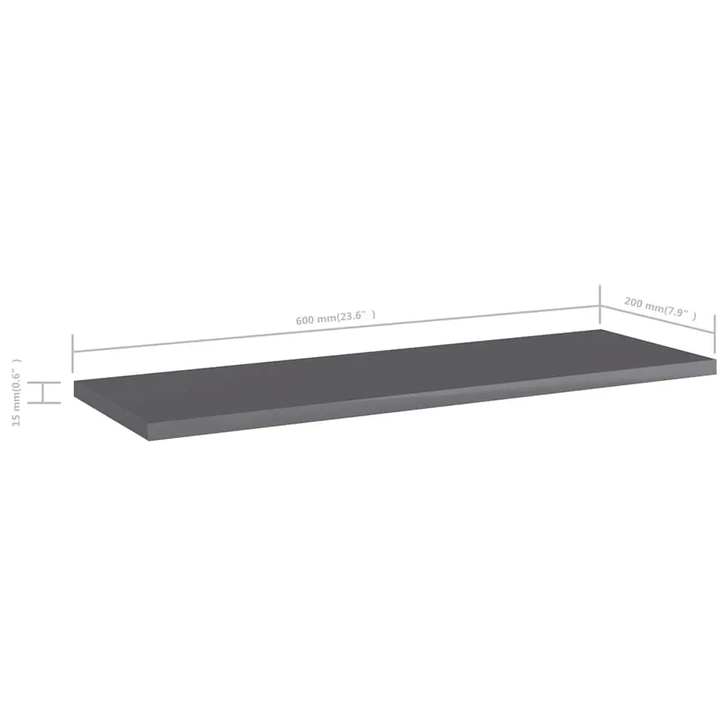 Bookshelf Boards Engineered Wood Grey 60x20x1.5 cm Storage 4 Piece Set