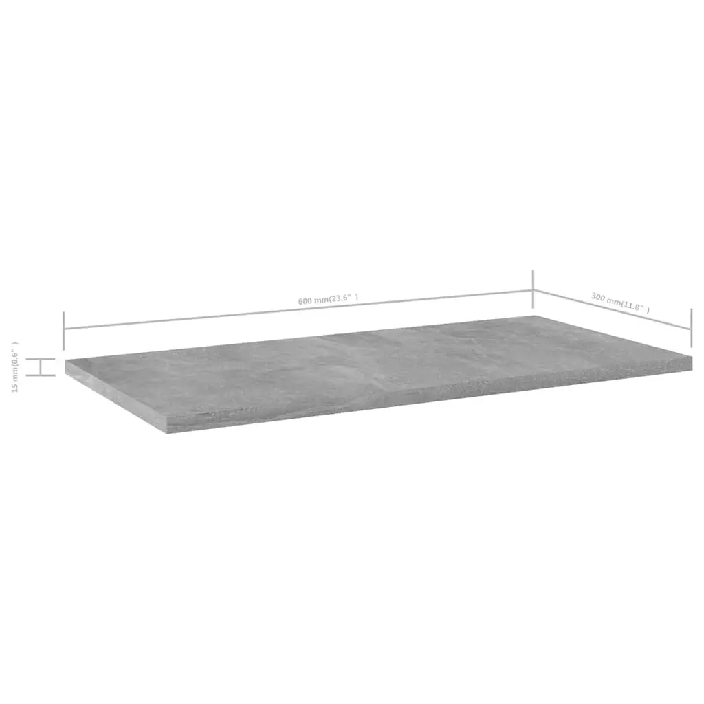 Bookshelf Boards Engineered Wood Storage Shelving 60x30x1.5cm Concrete Grey 4 Piece