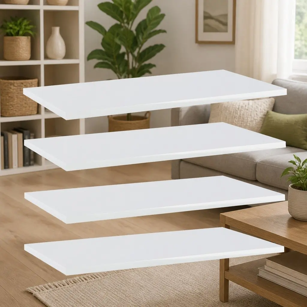 White Floating Shelf Boards Set of 4 for Home Use
