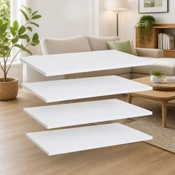 Versatile Floating Shelves - 4 White Boards for Home Use