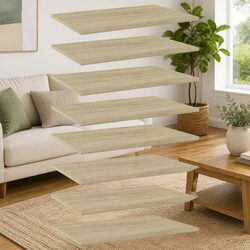 Bookshelf Boards 8 pcs Brown Engineered Wood Floating Shelves Storage Solution