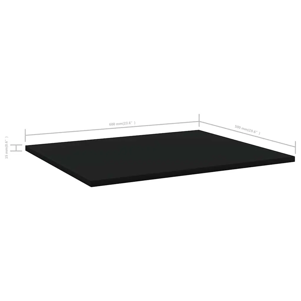 Black Wall-Mounted Bookshelf Boards Engineered Wood 60x50x15cm 4 Piece Storage Shelves