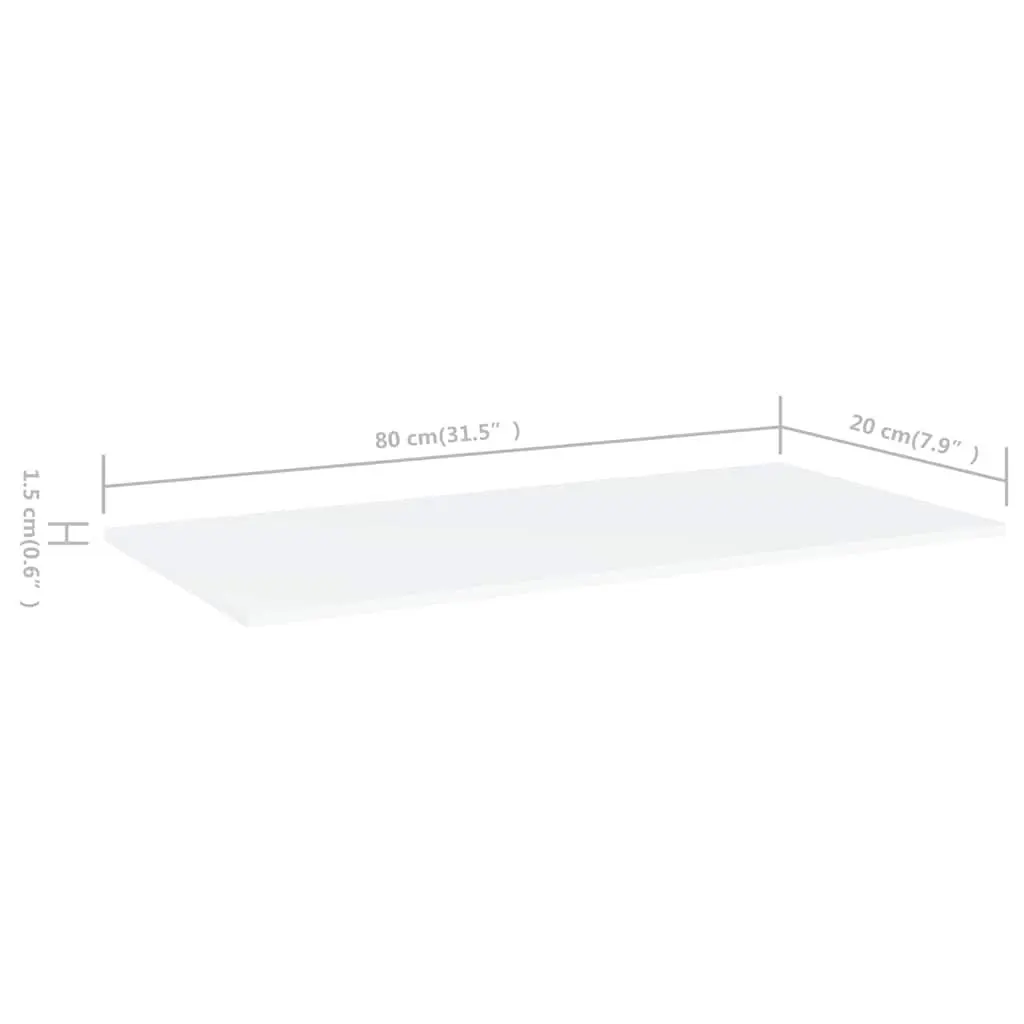 Bookshelf Boards Engineered Wood 80 x 20 x 1.5 cm White 4 Pieces Floating Wall Mount Shelving
