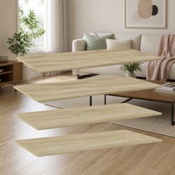 Versatile Brown Floating Bookshelf Boards - 4 Individual Shelves