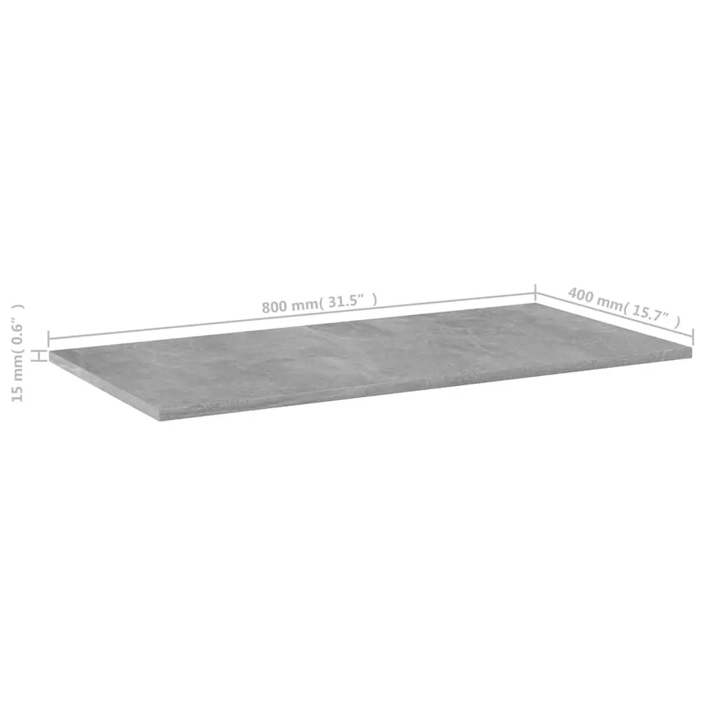 Grey Engineered Wood Floating Shelf Boards Set of 4 Storage Boards for Home Office Use 80 x 40 x 1.5 cm