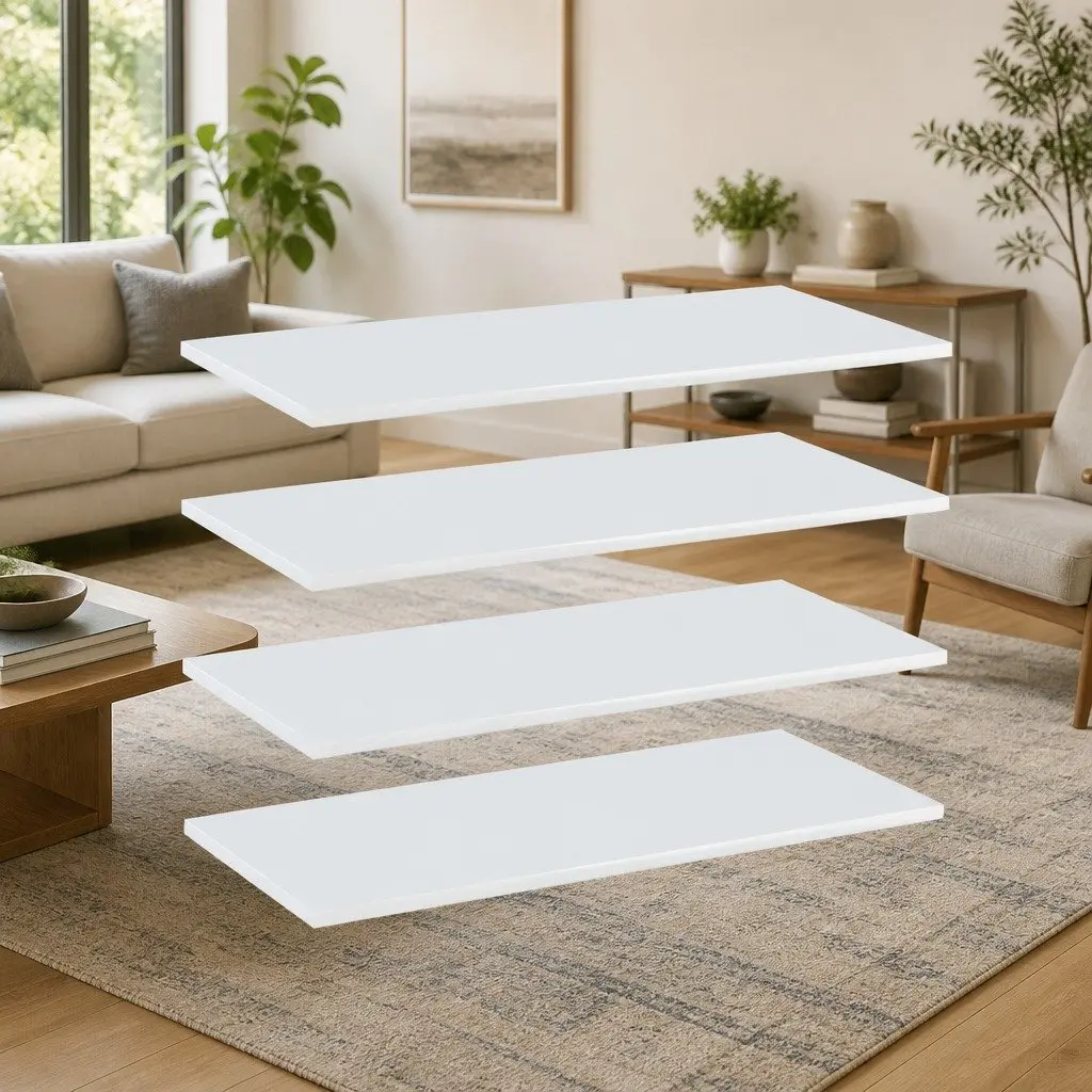 Floating Shelves Engineered Wood 80 x 40 x 1.5 cm Gloss White 4 Pack
