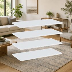 Floating Shelves 4 Pack Wall-Mounted Storage Boards Gloss White Engineered Wood