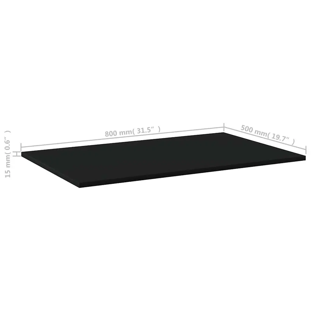 Black Floating Shelf Boards Set of 4 Engineered Wood Wall Mounted 80x50x1.5cm Storage Panels