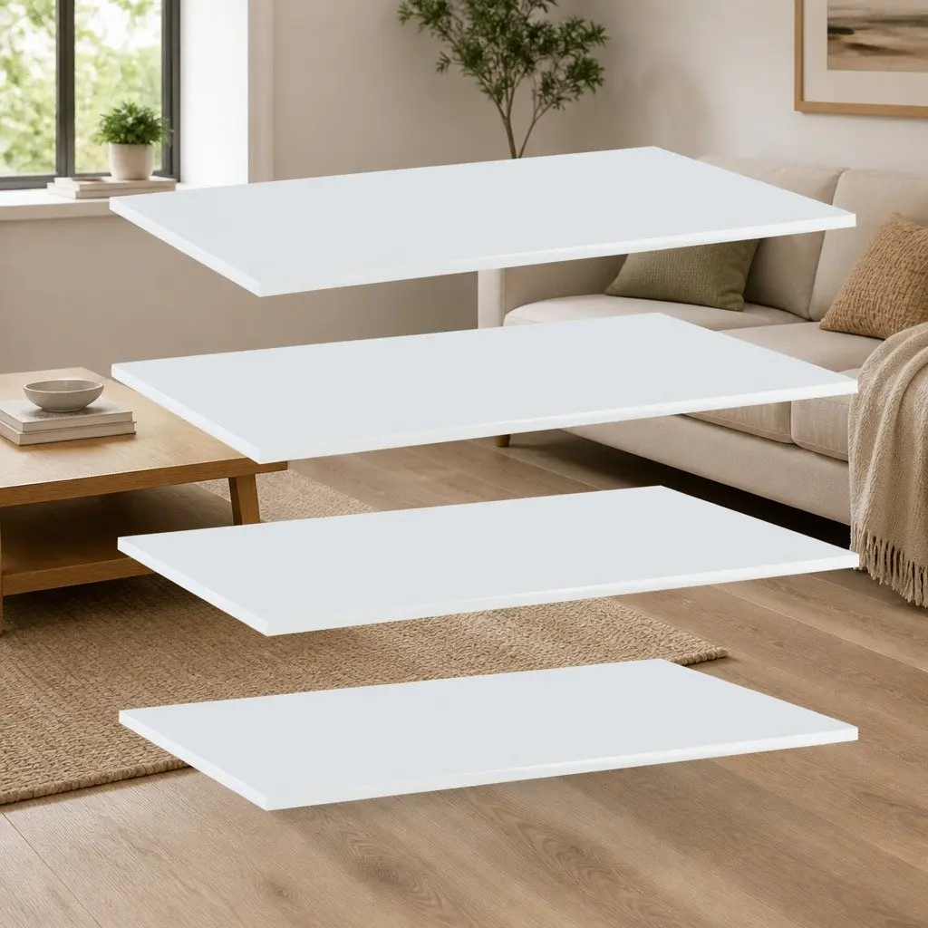 Floating Shelves Engineered Wood 80 x 50 x 1.5 cm White 4 Piece