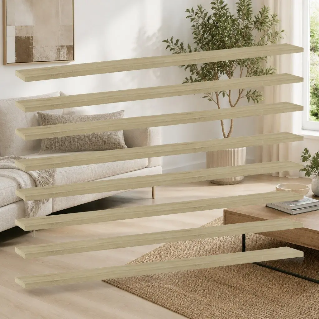 Bookshelf Boards Engineered Wood 100 x 10 x 1.5 cm Brown 8 Piece Floating Shelves Storage