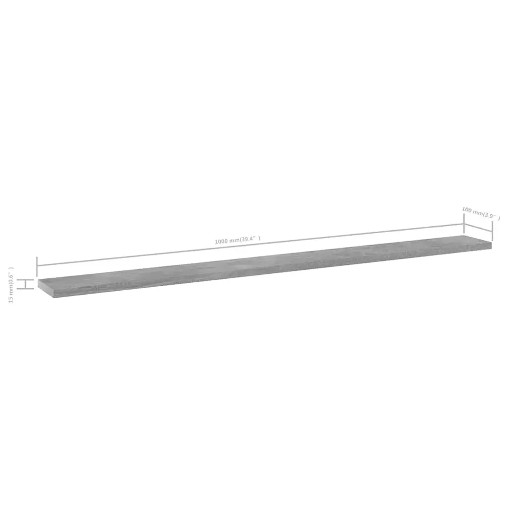 Floating Shelf Boards 4 Pack Grey Storage Shelving Engineered Wood Wall Mount
