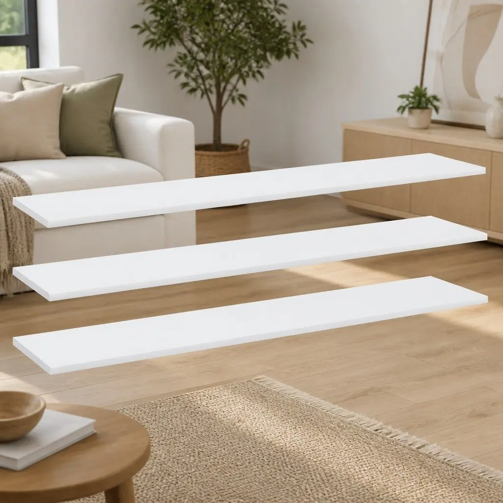 Floating Bookshelf Boards Engineered Wood 100 x 20 x 1.5 cm White 4 Pack
