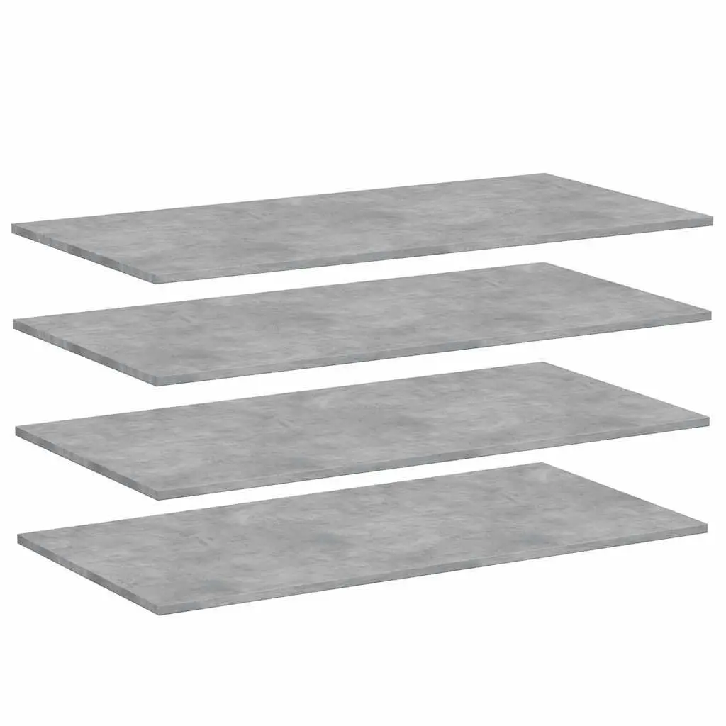 Grey Floating Shelf Boards 4 Pieces Engineered Wood 100x50x1.5cm Wall Storage Display Panels