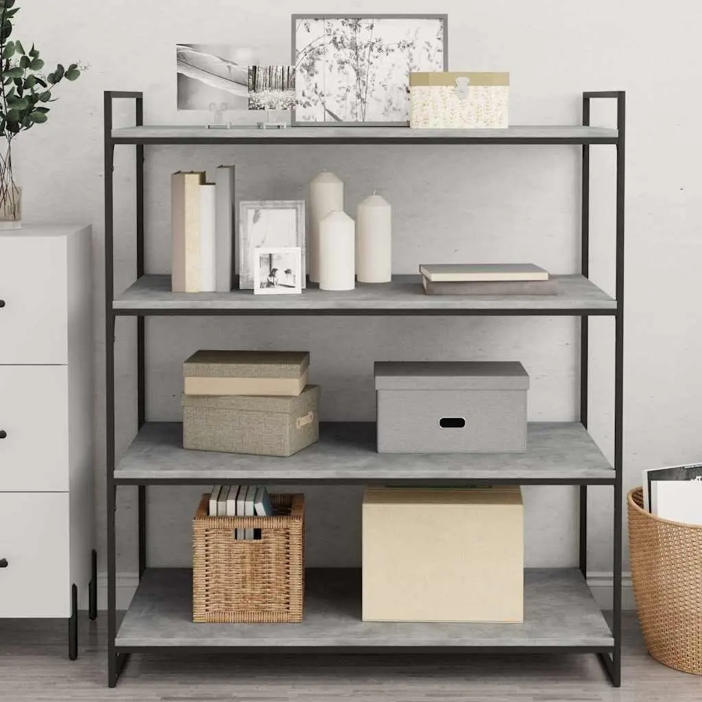 Grey Floating Shelf Boards 4 Pieces Engineered Wood 100x50x1.5cm Wall Storage Display Panels