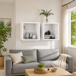 White Wall Cabinets 2 pcs 37x37x37 cm for Home