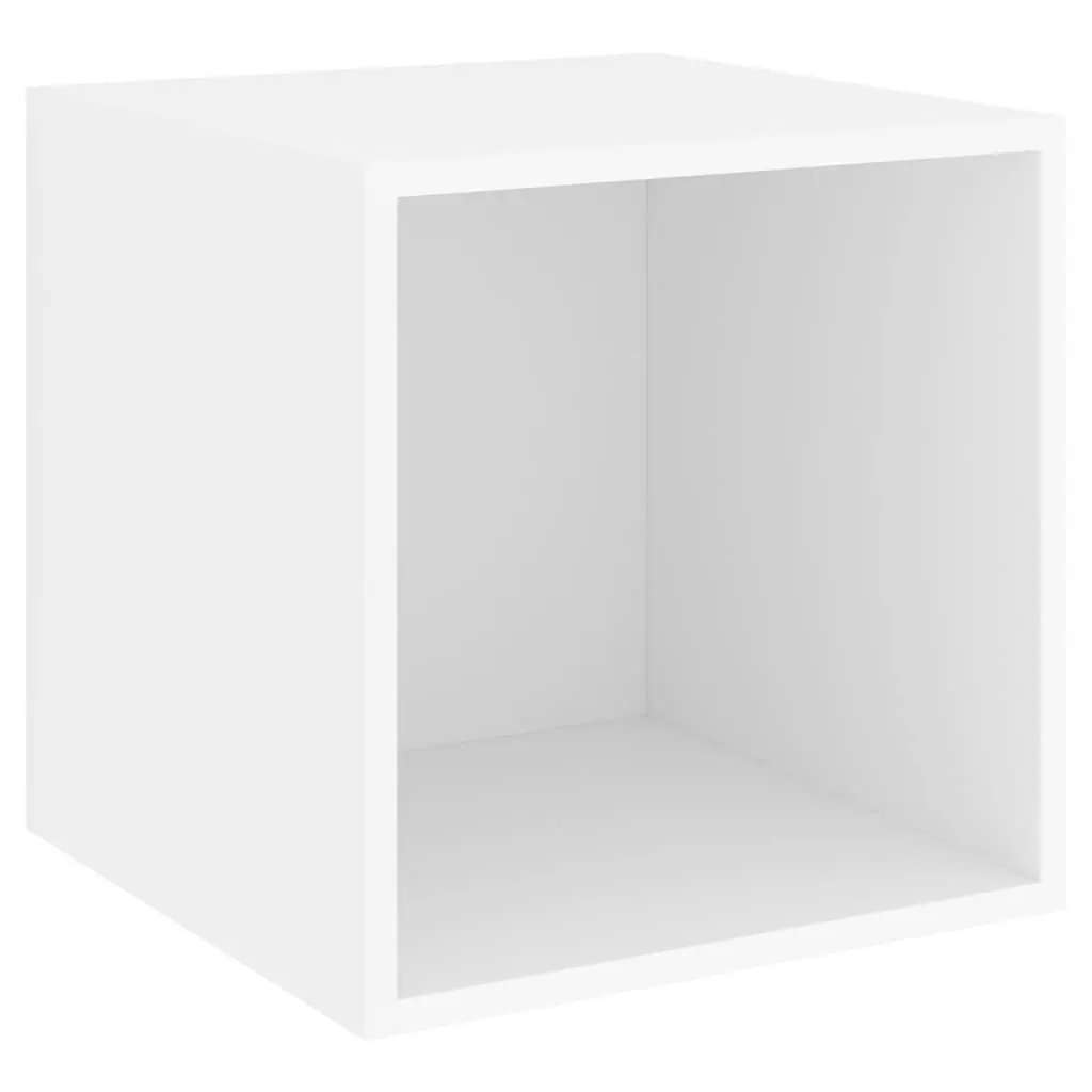 White Floating Wall Cabinet Engineered Wood 37x37x37cm Storage 2 Piece