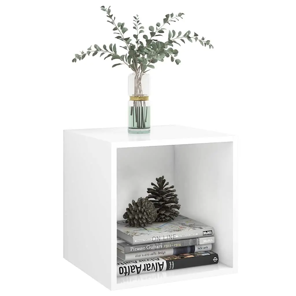 White Floating Wall Cabinet Engineered Wood 37x37x37cm Storage 2 Piece