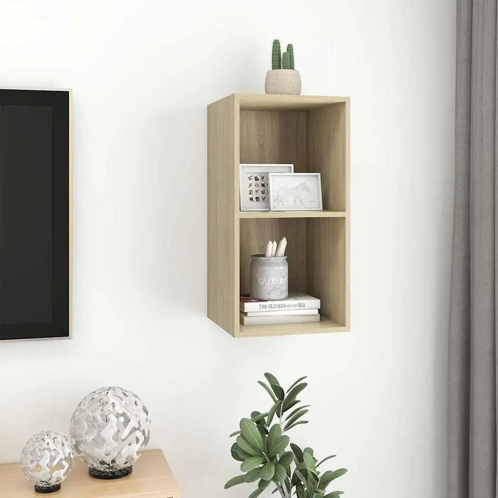 Brown Engineered Wood Wall-Mounted Cabinet 37x37x72cm Storage Unit
