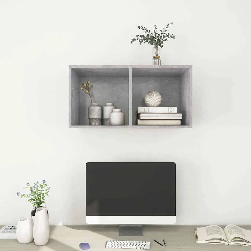 Wall-mounted TV Cabinet Grey Concrete Engineered Wood Storage Unit Display