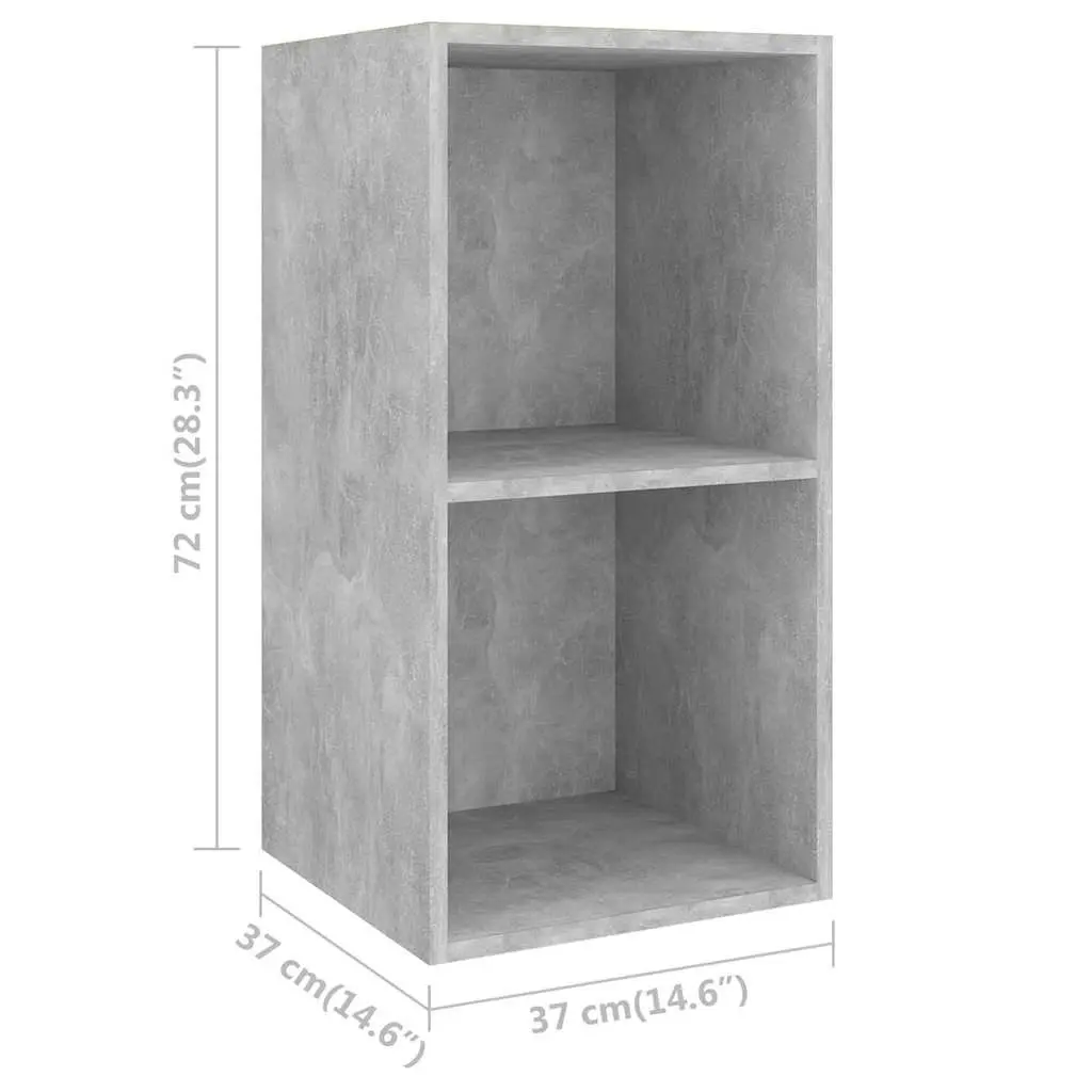 Wall-mounted TV Cabinet Grey Concrete Engineered Wood Storage Unit Display