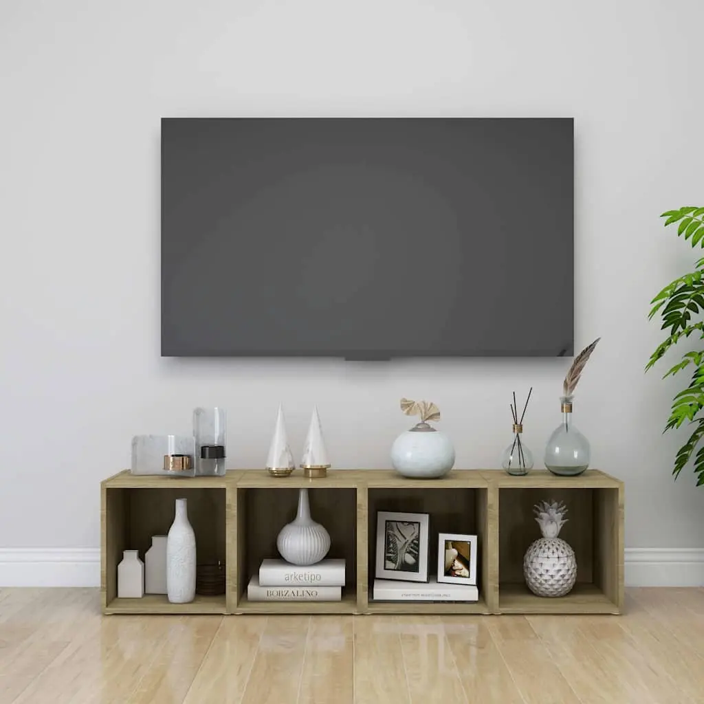 TV Cabinets 2 pcs Sonoma Oak 37x35x37 cm Ground Stand Storage Unit