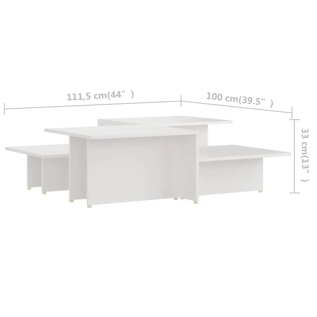 Coffee Tables Engineered Wood Nesting Set of 2 White