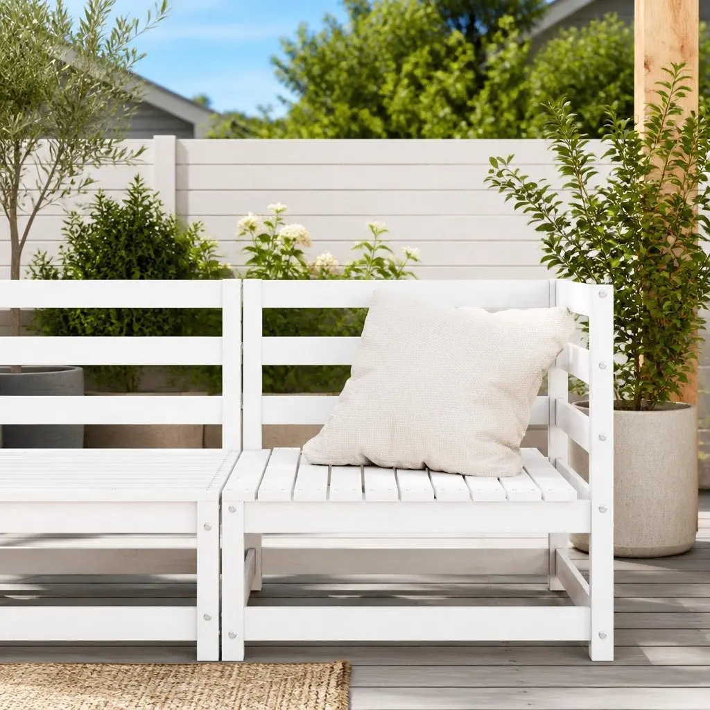 Garden Corner Sofa Solid Pinewood Modular Outdoor Sectional Lounge White