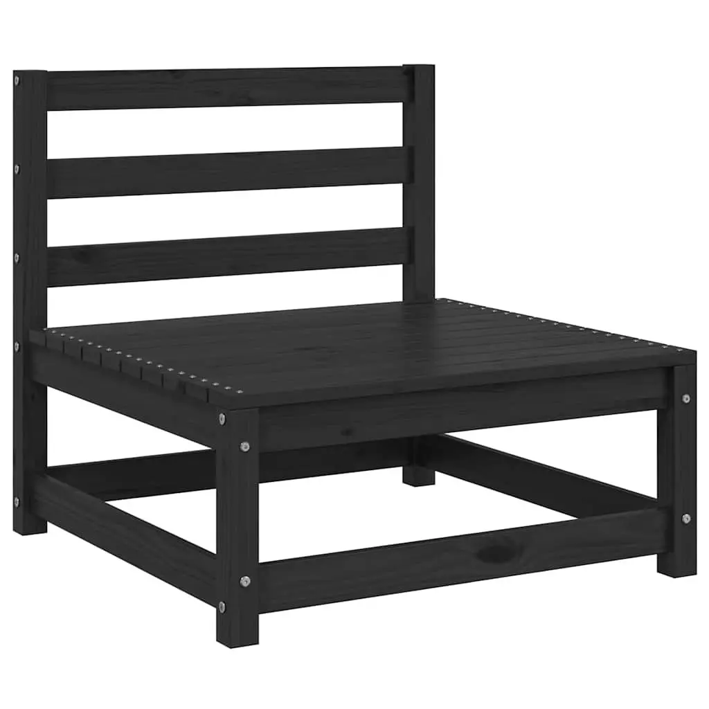 Middle Sofa Sectional Solid Pinewood Modular Outdoor Garden Lounge Black