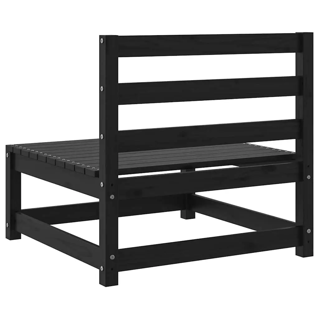 Middle Sofa Sectional Solid Pinewood Modular Outdoor Garden Lounge Black