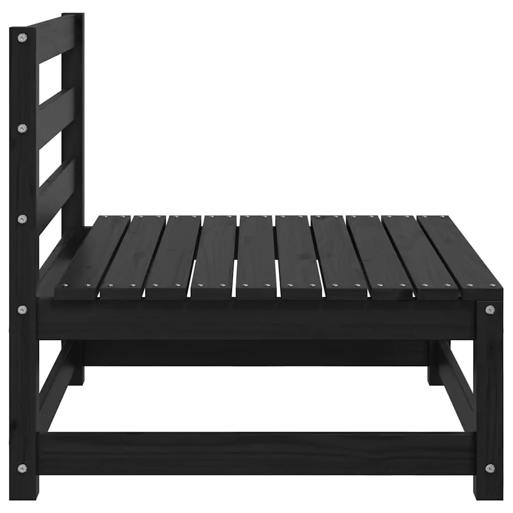 Middle Sofa Sectional Solid Pinewood Modular Outdoor Garden Lounge Black
