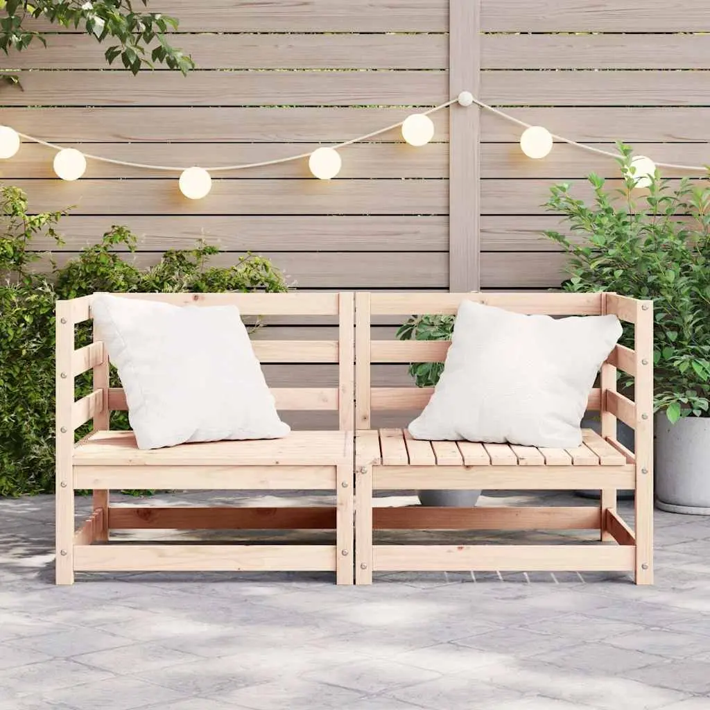 Outdoor Garden Corner Sofa Solid Pinewood 2 Pieces Brown