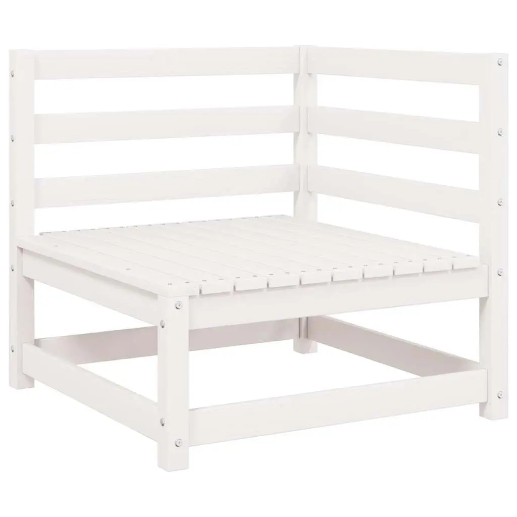 Outdoor Corner Sofa Solid Pinewood 2 Piece Set White Modular Garden Patio Seating