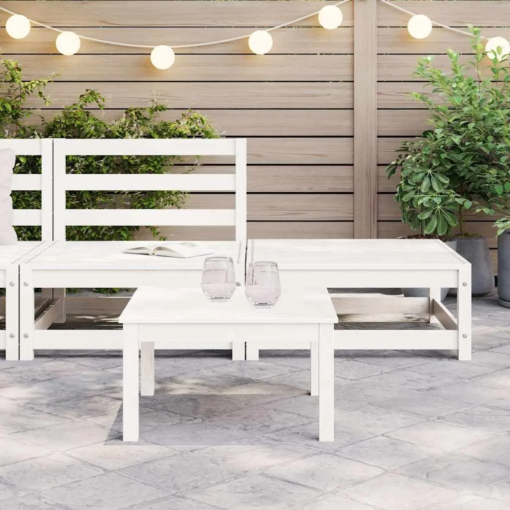 Modular Outdoor Lounge Set White 2 Piece Solid Pinewood Construction
