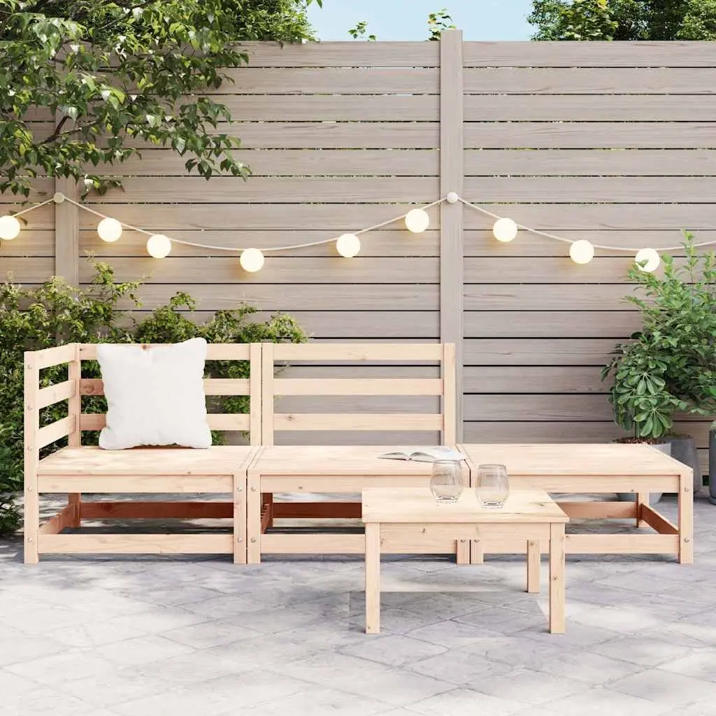 3 Piece Outdoor Sectional Sofa Modular Lounge Furniture Solid Pinewood Brown