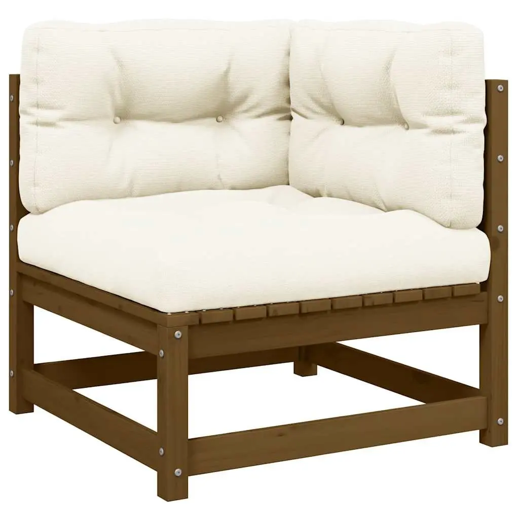 Brown Outdoor Sectional Sofa with Cream Cushions
