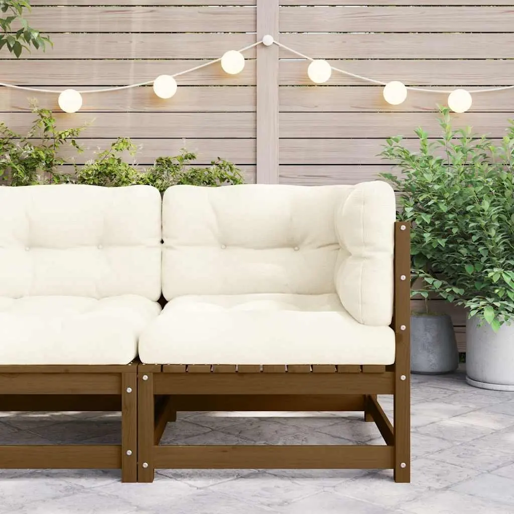 Brown Outdoor Sectional Sofa with Cream Cushions