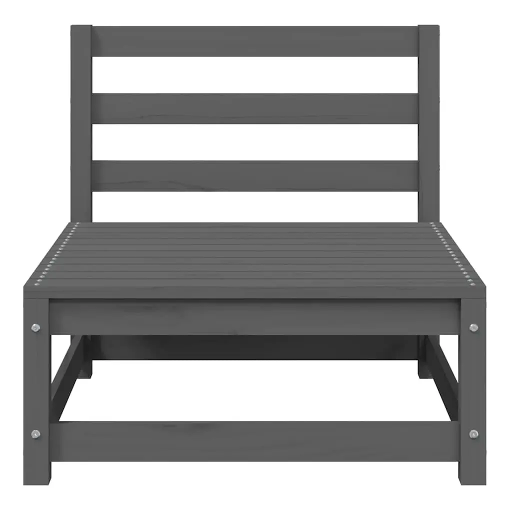 Middle Sofa Section Modular Solid Pinewood Grey with Anthracite Cushions