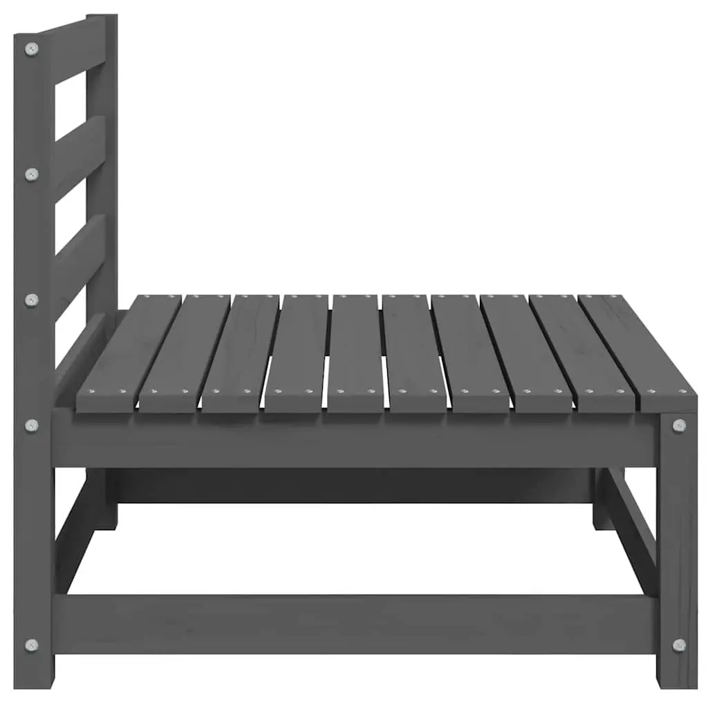 Middle Sofa Section Modular Solid Pinewood Grey with Anthracite Cushions