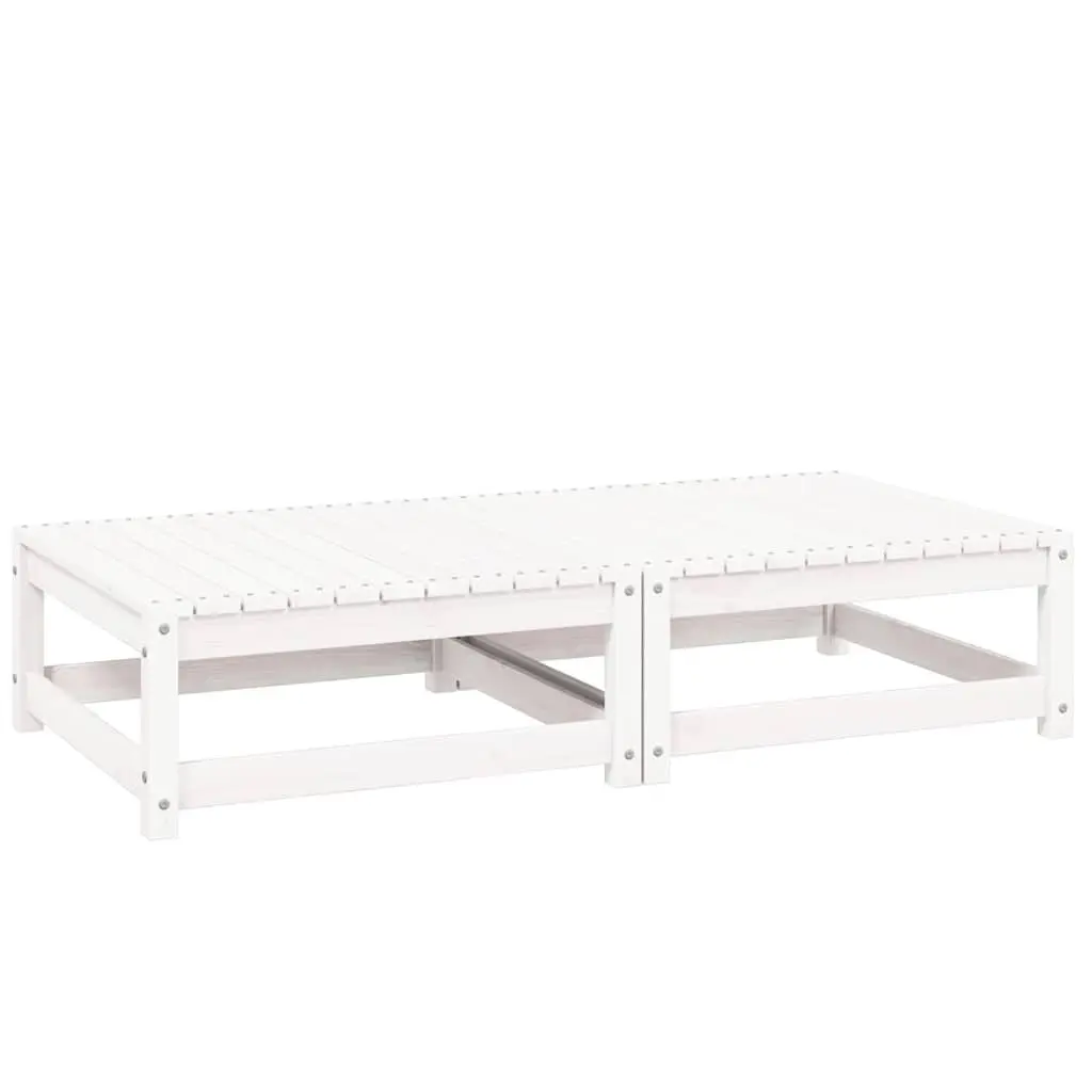 Outdoor Footstools with Cushions 2 pcs White Solid Wood Garden Seating