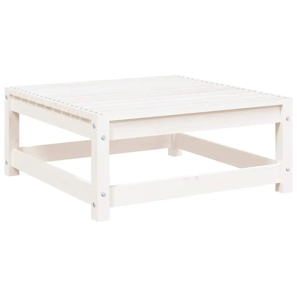 Outdoor Footstools with Cushions 2 pcs White Solid Wood Garden Seating