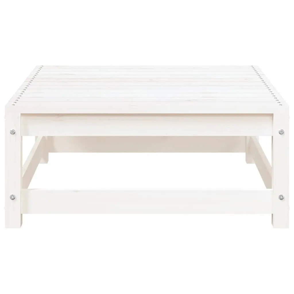 Outdoor Footstools with Cushions 2 pcs White Solid Wood Garden Seating