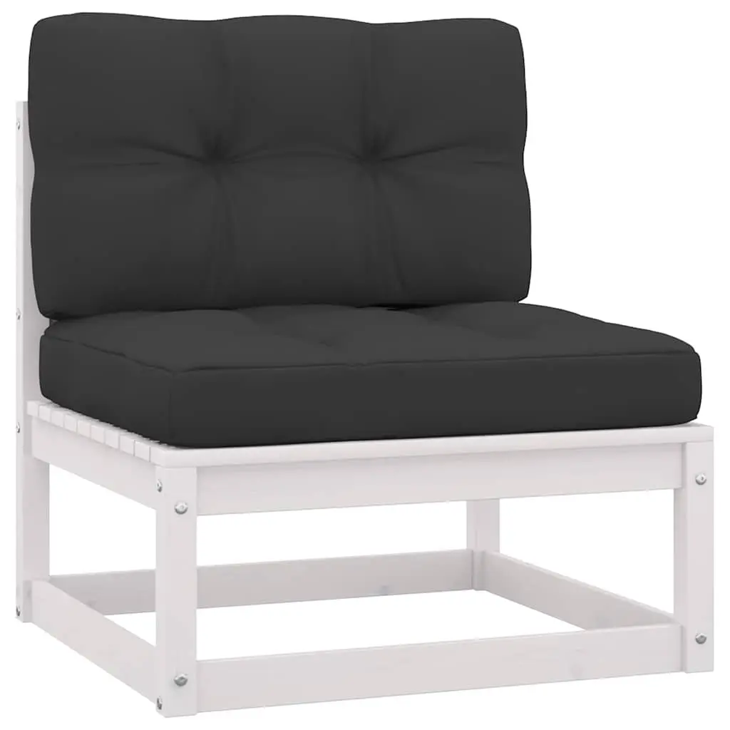 Modular Outdoor Garden Sofa Set 2 Piece White Pinewood with Cushions