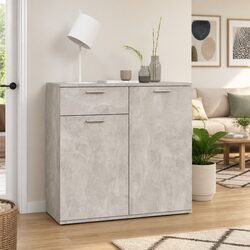 Sideboard Storage Cabinet Grey 80x36x75cm 2 Doors Drawer Living Room Furniture