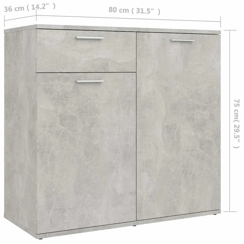 Sideboard Storage Cabinet Engineered Wood 80x36x75cm Grey