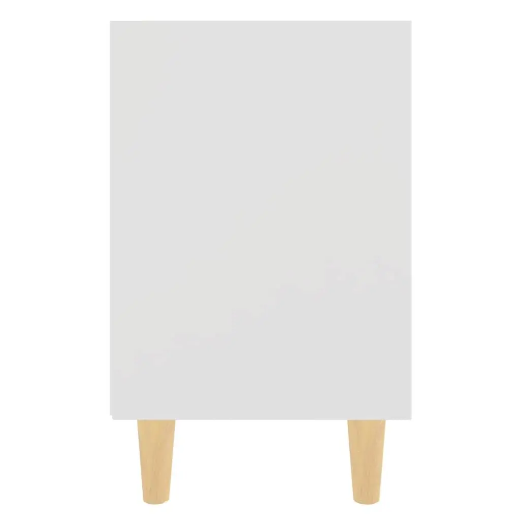 White Nightstand Wooden Legs Two Shelves Storage Cabinet Bedside Table 40x30x50cm