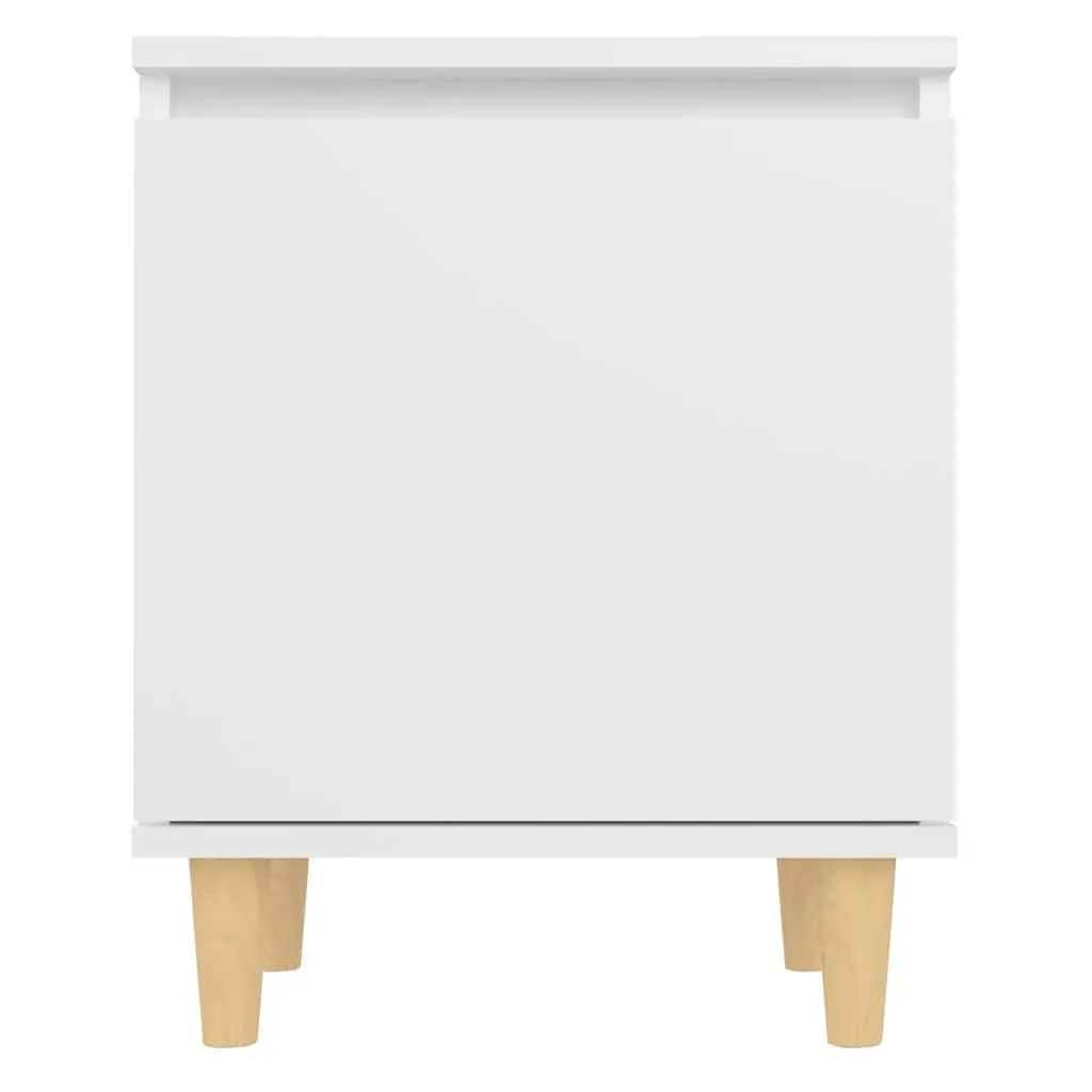 Bedside Table Nightstand Solid Wood Legs White Storage Cabinet 2 Pieces
